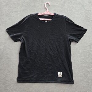 Air Jordan Men Shirt XL Black Flight Speckled Logo Crew Neck Short Sleeve Tee